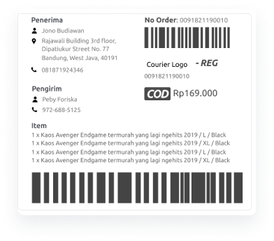 Kamu dapat langsung mencetak label pengiriman untuk melakukan transaksi COD di Clodeo.